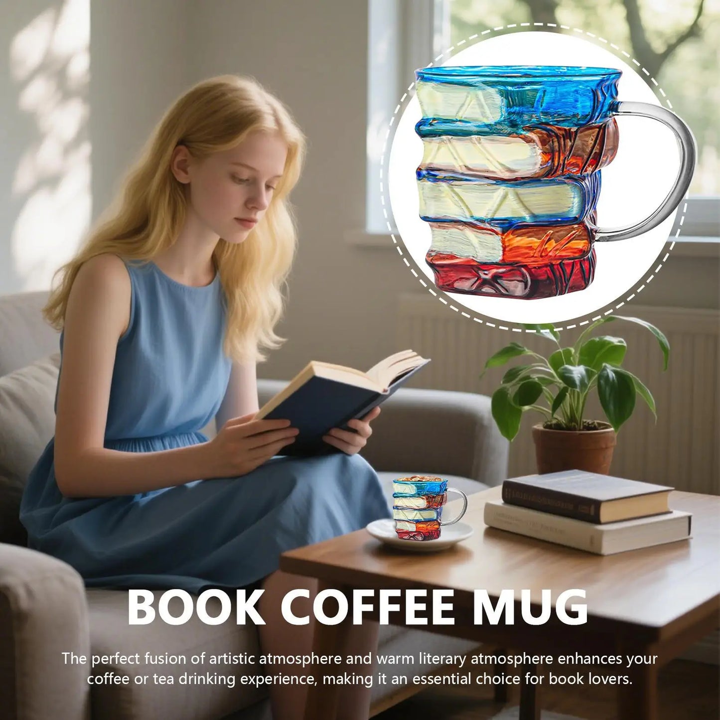 350ml Book Coffee Mug 3D Painted Book Glass Mug Funny Coffee Drinking Cups Vintage Drinkware Gifts for hot or cold drinks