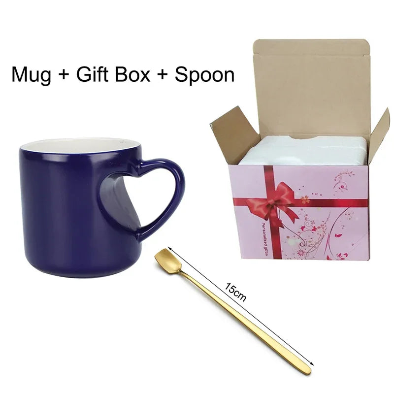 New DIY Photo mug best gift for friends Changing Color Love heart Mug unique Ceramic Coffee Cup custom your photo on Tea