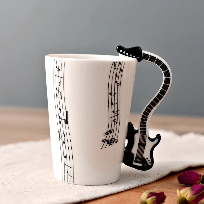 Ceramic Cup Music Creative Water Cup Musical Note Mug Gift Coffee Cup Musical Instrument Handle