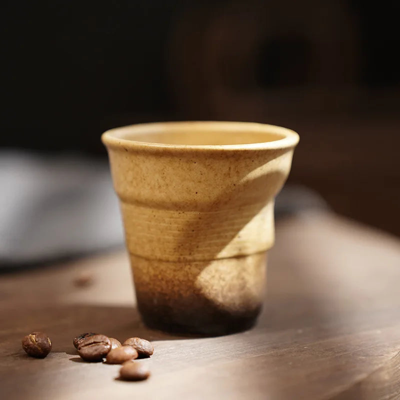 Creative Coarse Ceramic Coffee Cups Retro Irregular Folded Ceramic Mug 3oz 90ml
