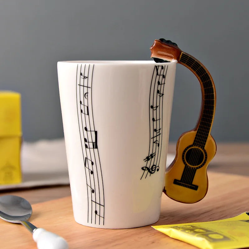 Ceramic Cup Music Creative Water Cup Musical Note Mug Gift Coffee Cup Musical Instrument Handle