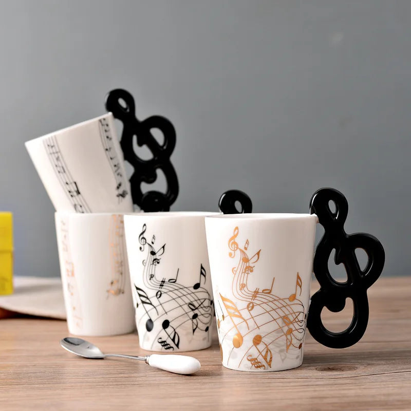 Ceramic Cup Music Creative Water Cup Musical Note Mug Gift Coffee Cup Musical Instrument Handle