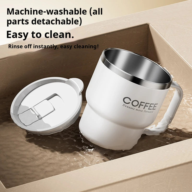 400ML Milk Coffee Mug Stainless Steel Coffee Mug With Handle Portable Double Layer Sealed Leak-proof Drinking Thermal Water Cup
