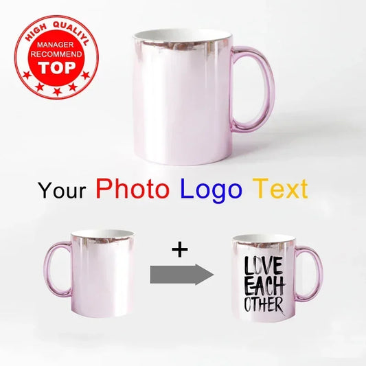 Customized Mug with Photo Text Logo, Personalized Coffee Cup, Exquisite Gift for Family, DIY Print, Text, Family, Exquisite