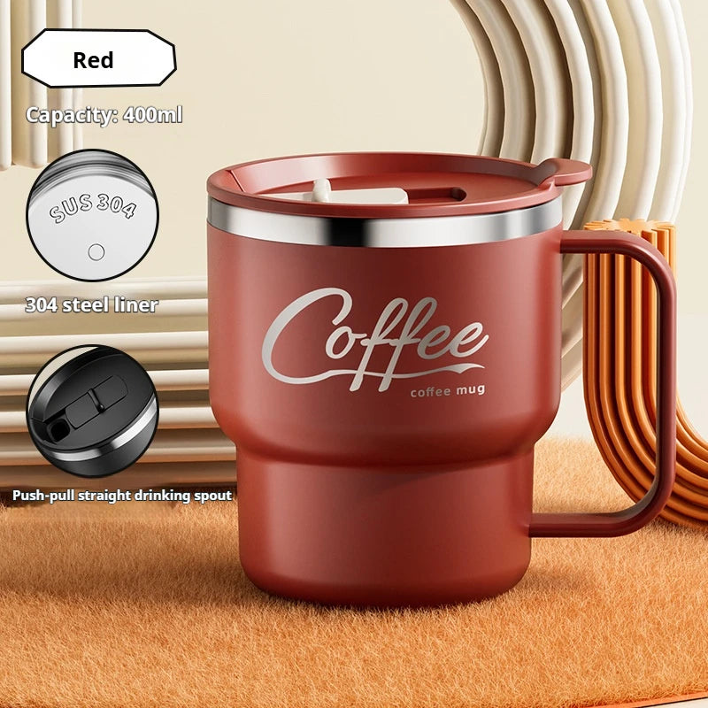 400ML Milk Coffee Mug Stainless Steel Coffee Mug With Handle Portable Double Layer Sealed Leak-proof Drinking Thermal Water Cup