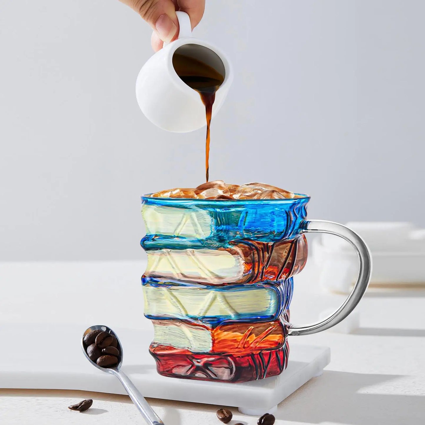 350ml Book Coffee Mug 3D Painted Book Glass Mug Funny Coffee Drinking Cups Vintage Drinkware Gifts for hot or cold drinks