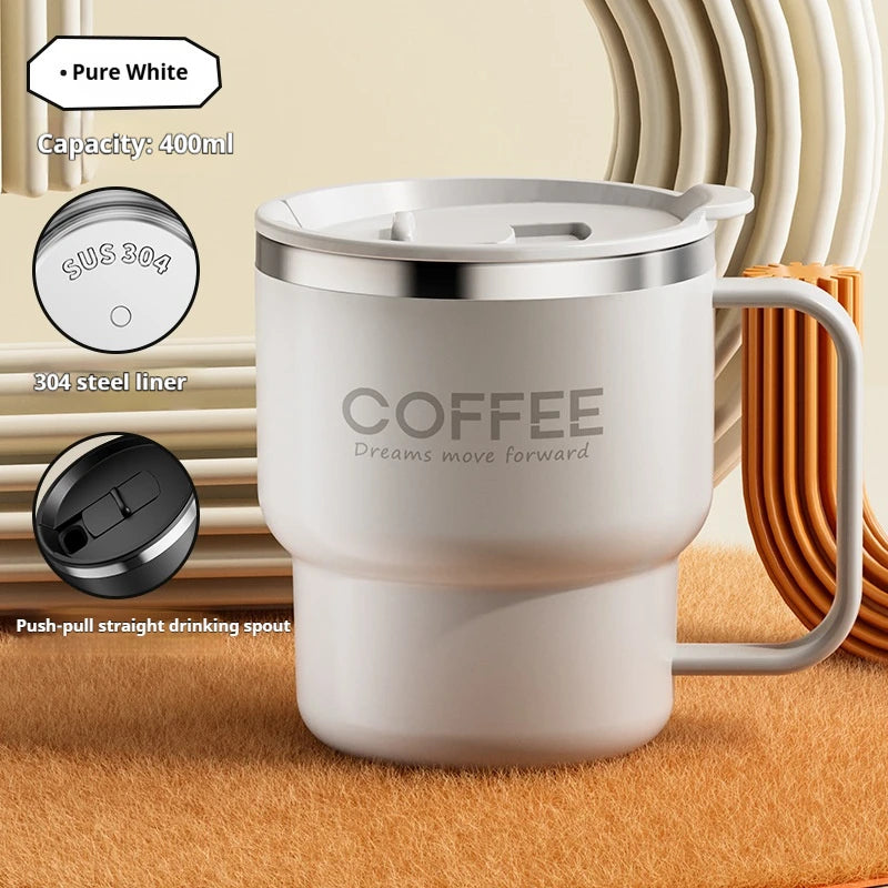 400ML Milk Coffee Mug Stainless Steel Coffee Mug With Handle Portable Double Layer Sealed Leak-proof Drinking Thermal Water Cup
