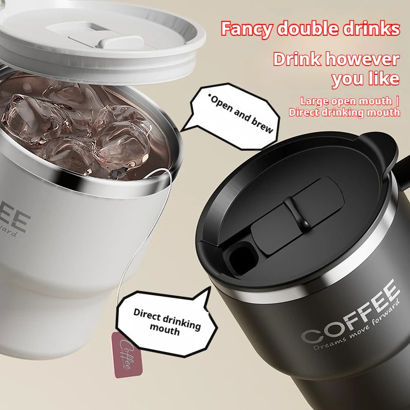 400ML Milk Coffee Mug Stainless Steel Coffee Mug With Handle Portable Double Layer Sealed Leak-proof Drinking Thermal Water Cup