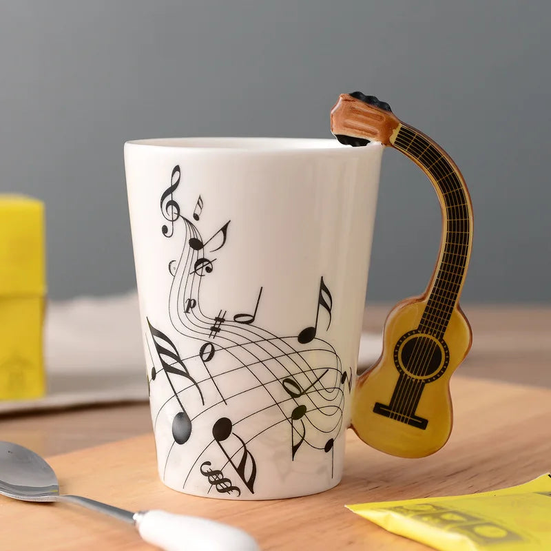 Ceramic Cup Music Creative Water Cup Musical Note Mug Gift Coffee Cup Musical Instrument Handle